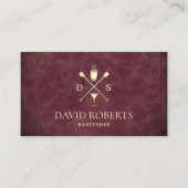 Bartender Bar Club Elegant Leather Sommelier Visitekaartje (Voorkant)