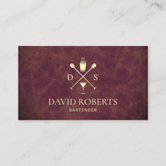 Bartender Bar Club Elegant Leather Sommelier Visitekaartje (Voorkant)