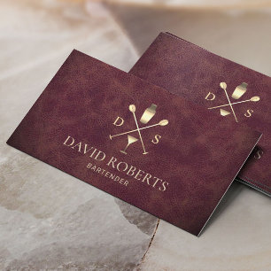 Bartender Bar Club Elegant Leather Sommelier Visitekaartje
