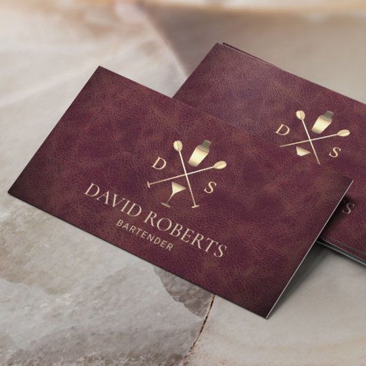 Bartender Bar Club Elegant Leather Sommelier Visitekaartje