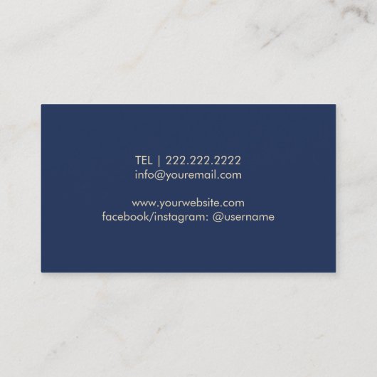 Bartender Bar Club Modern Navy Blue & Gold Visitekaartje (Achterkant)