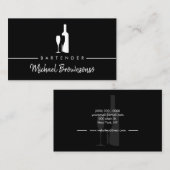 Bartender Bar Club Modern Zwart Visitekaartje (Voorkant / Achterkant)