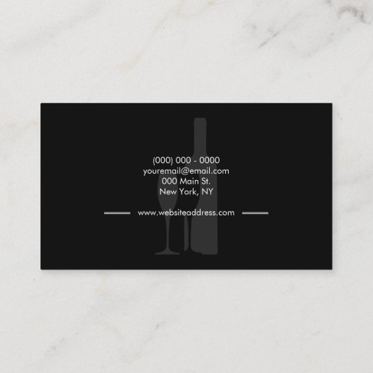 Bartender Bar Club Modern Zwart Visitekaartje (Achterkant)