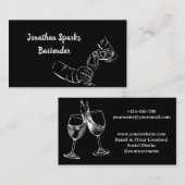 Bartender Bar Club Modern Zwart & Wit Visitekaartje (Voorkant / Achterkant)