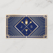 Bartender Bar Club Moderne Marine Blauw Goud Art D Visitekaartje (Voorkant)