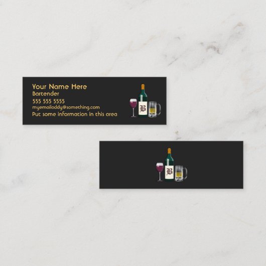Bartender Black Mini Visitekaartje (Voorkant / Achterkant)