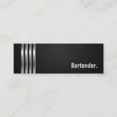 Bartender - Black Silver Stripes Mini Visitekaartje (Voorkant)