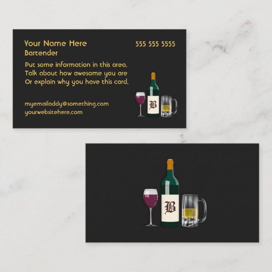 Bartender Black Visitekaartje (Voorkant / Achterkant)