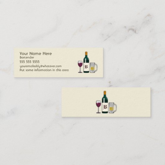 Bartender Bone Mini Visitekaartje (Voorkant / Achterkant)