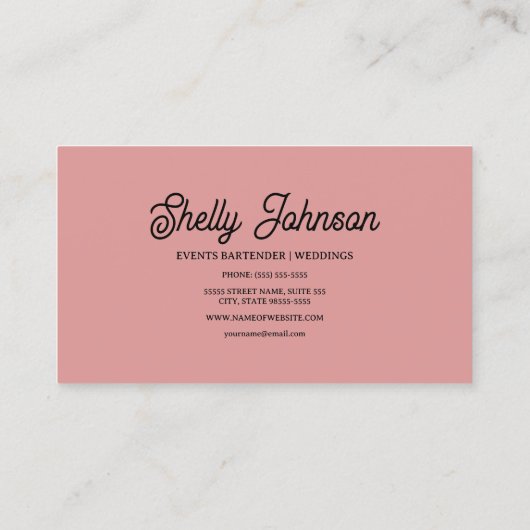 Bartender bruiloft Evenementen Elegant Red Splash Visitekaartje (Achterkant)