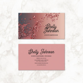Bartender bruiloft Evenementen Elegant Red Splash Visitekaartje
