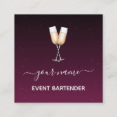 Bartender Burgundy Night Sky Stars Cosmic Galaxy Vierkante Visitekaartje (Voorkant)