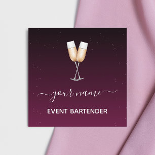 Bartender Burgundy Night Sky Stars Cosmic Galaxy Vierkante Visitekaartje