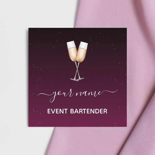 Bartender Burgundy Night Sky Stars Cosmic Galaxy Vierkante Visitekaartje