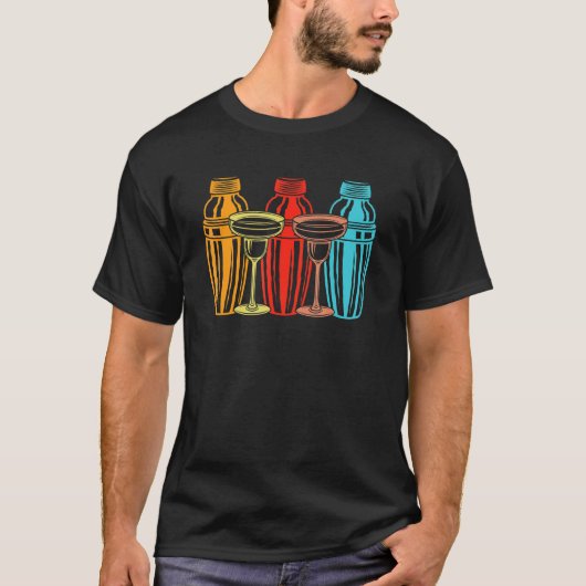 Bartender Cocktails Shaker Alcohol Spirits Party D T-shirt (Voorkant)