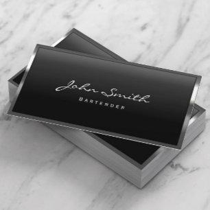 Bartender Cool Metal Border Modern Visitekaartje