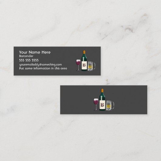 Bartender Dark Mini Visitekaartje (Voorkant / Achterkant)