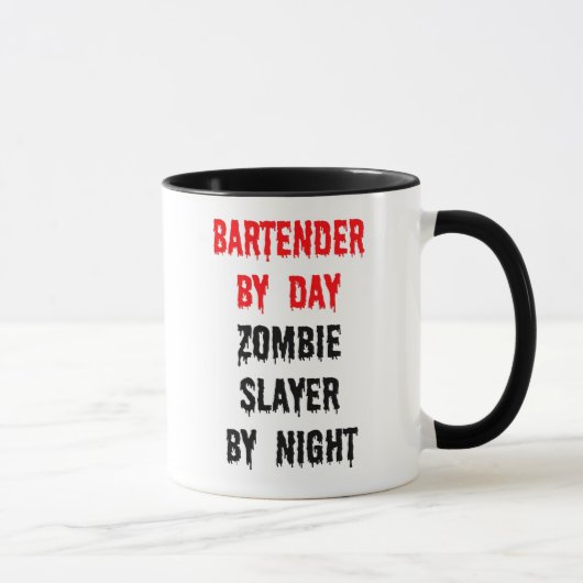 Bartender Day Zombie Slayer bij nacht Mok (Rechts)