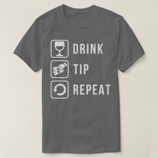 Bartender Drink Tip Herhalen T-shirt (Design voorkant)