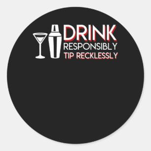 Bartender Drink verantwoordelijk Tip roekeloos Ronde Sticker