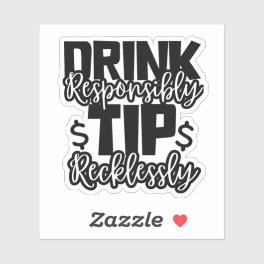 Bartender Drink verantwoordelijk Tip roekeloos Sticker (Vel)