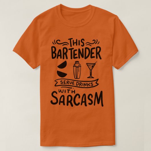Bartender Drinken met Sarcasm T-shirt (Design voorkant)