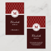 Bartender Elegant Brown Lace Pattern Visitekaartje (Voorkant / Achterkant)