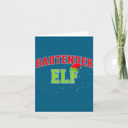 Bartender Elf Christmas Family Matching Group Xmas Kaart (Voorkant)