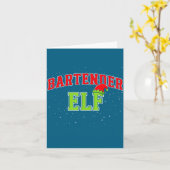 Bartender Elf Christmas Family Matching Group Xmas Kaart (Gele Bloem)