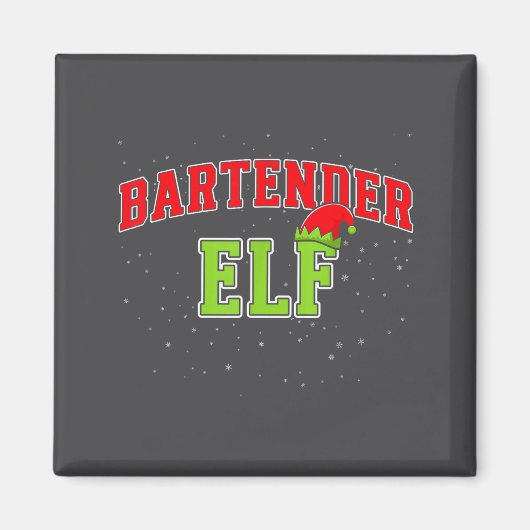 Bartender Elf Christmas Family Matching Group Xmas Magneet (Voorkant)