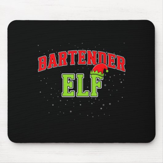 Bartender Elf Christmas Family Matching Group Xmas Muismat (Voorkant)