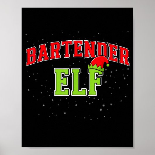 Bartender Elf Christmas Family Matching Group Xmas Poster (Voorkant)
