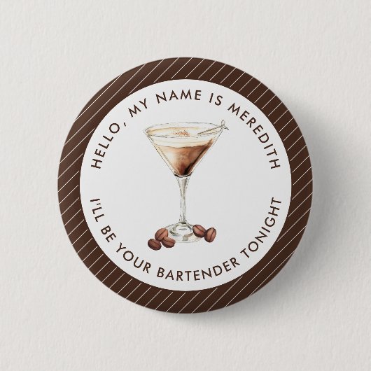 Bartender Espresso Martini Cocktail Event Ronde Button 5,7 Cm (Voorkant)