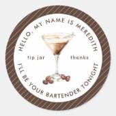 Bartender Espresso Martini Fooi-potje Ronde Sticker (Voorkant)