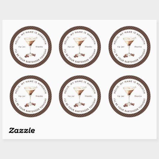 Bartender Espresso Martini Fooi-potje Ronde Sticker (Vel)