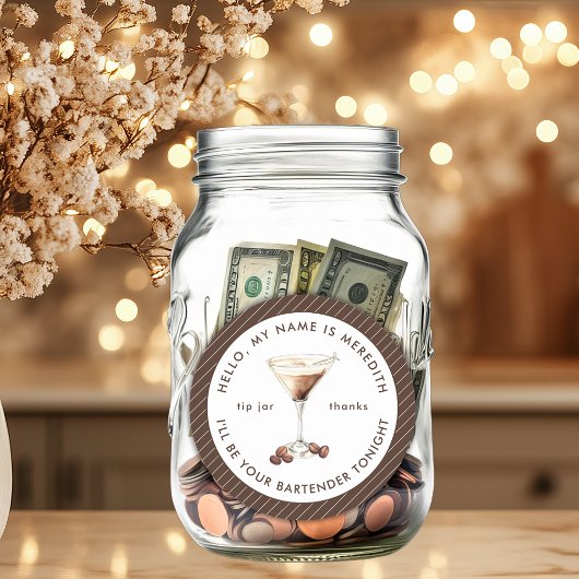 Bartender Espresso Martini Tip Jar Ronde Sticker