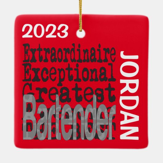 Bartender Extraordinaire CUSTOM Keramisch Ornament (Achterkant)