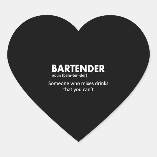 Bartender Funny Bartender Definition Beer Vodka Wh Hart Sticker (Voorkant)