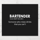 Bartender Funny Bartender Definition Beer Vodka Wh Sparkling Wijnetiket (Enkel label)