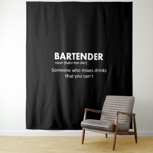 Bartender Funny Bartender Definition Beer Vodka Wh Wandkleed (In situ)