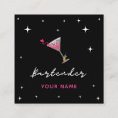 Bartender Funny Cocktail Glass Drink Wedding Ring Vierkante Visitekaartje (Voorkant)