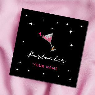 Bartender Funny Cocktail Glass Drink Wedding Ring Vierkante Visitekaartje