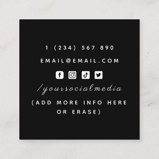 Bartender Glamoureuze Cocktail Bril Social Media Vierkante Visitekaartje (Achterkant)