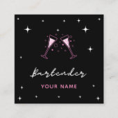 Bartender Glamoureuze Cocktail Bril Social Media Vierkante Visitekaartje (Voorkant)
