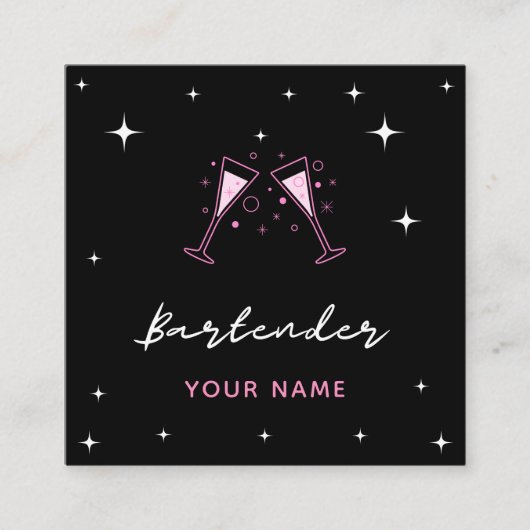 Bartender Glamoureuze Cocktail Bril Social Media Vierkante Visitekaartje (Voorkant)