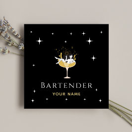 Bartender Glamoureuze Cocktail Funny Champagne Gir Vierkante Visitekaartje