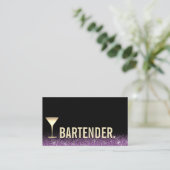Bartender Gold Wine Glass Modern Zwart Paarse Visitekaartje (Staand voorkant)