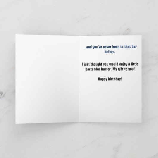 Bartender Grappige Verjaardag Kaart (Binnen)