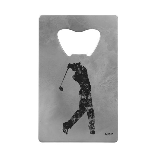*~* Bartender Gray Marble Textured Golfer Gray Creditkaart Flessenopener (Voorkant)
