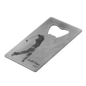 *~* Bartender Gray Marble Textured Golfer Gray Creditkaart Flessenopener (Achterkant Gekanteld)